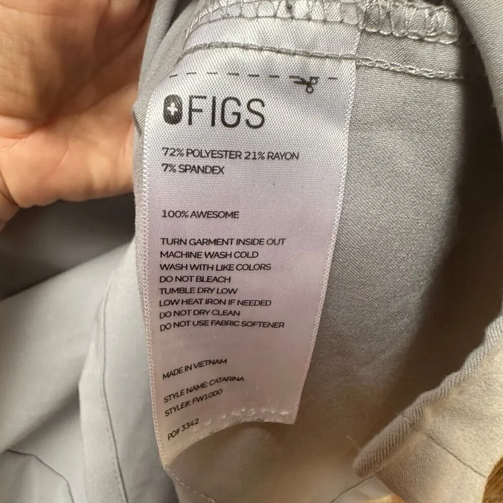 FIGS Technical Collection Scrub Top Short Sleeve‎ Pocket Gray Womens Size XXS